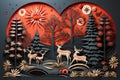 Whimsical Paper Cuts Festive Christmas Decoration Background AI Generated Illustration