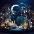 whimsical paper diorama collage, magical forest, Generative AI