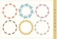 Whimsical pastel botanical circle icon element set. Floral wreath vector motifs for gender neutral baby collection