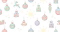 Whimsical Pastel Christmas Ornaments and Decorations Seamless Pattern Royalty Free Stock Photo