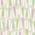 Whimsical Pastel Colored Hand-Drawn Textured Triangles Background Vector Seamless Pattern. Abstract Geometric Print