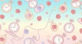 Whimsical Pastel Pocket Watch and Rose Seamless Pattern Royalty Free Stock Photo