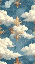 Celestial Fleur-de-Lis - A Dreamy Sky Pattern Royalty Free Stock Photo