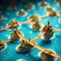 A whimsical pattern featuring miniature floating islands Royalty Free Stock Photo