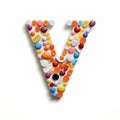 Whimsical Pill Art: Vibrant Letter Y Made With Colorful Pills