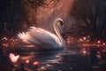 Whimsical pink ballet scene featuring a magical swan lake