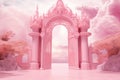 Whimsical Pink gates paradise. Generate Ai Royalty Free Stock Photo