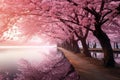 Whimsical Pink magical forest. Generate Ai Royalty Free Stock Photo