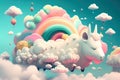 whimsical and playful wallpaper featuring pastel-hued clouds shaped like animals and objects, sparking the imagination and adding