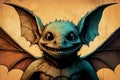 A whimsical portrait of a charming and amusing bat, with expressive features and delicate details, generative ai