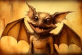 A whimsical portrait of a charming and amusing bat, with expressive features and delicate details, generative ai