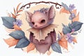 A whimsical portrait of a charming and amusing bat, with expressive features and delicate details, generative ai