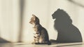 Whiskered Mirage: The Little Cat with a Lion's Shadow Royalty Free Stock Photo