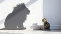 Whiskered Mirage: The Little Cat with a Lion's Shadow Royalty Free Stock Photo