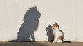 Whiskered Mirage: The Little Cat with a Lion's Shadow Royalty Free Stock Photo