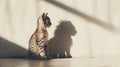 Whiskered Mirage: The Little Cat with a Lion's Shadow Royalty Free Stock Photo