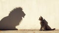 Whiskered Mirage: The Little Cat with a Lion's Shadow Royalty Free Stock Photo