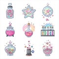 Whimsical potion bottles and containers Royalty Free Stock Photo