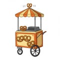 Whimsical Pretzel Cart Illustration Royalty Free Stock Photo