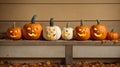 Whimsical Pumpkin Parade: Delightful Carved Expressions Frozen in Time