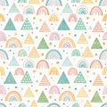 Whimsical rainbow and triangle pattern Royalty Free Stock Photo