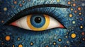 Whimsical Realism: Blue Mosaic Eye Artwork By Lina Amos