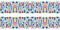 Whimsical red blue yellow Halloween pattern symmetrical wallpaper