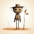 Whimsical Scarecrow Illustration With Cartoonish Realism