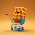 Animated chicken nuggets in a shopping cart