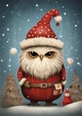 Whimsical Winter Wonder: A Festive Fusion of Santa, Owls, and An