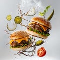 Flying Burger AI generated Royalty Free Stock Photo