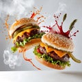 Flying Burger AI generated Royalty Free Stock Photo