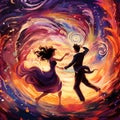 Whimsical Scene Titled Whirlwind Waltz