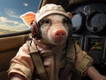 Piglet pilot flying small plane