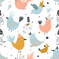 A whimsical seamless doodle pattern filled with a collection of funny and expressive cartoon faces. for include textiles, fabrics