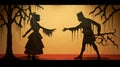 Whimsical Shadow Puppet Show In Woodland Setting