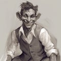 Whimsical Sketch Of Smiling Teenage Gargoyle In Gianni Strino Style