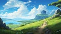 Whimsical Skyline: Olan Vadora - Hd Wallpaper Of A Joyful Wilderness Trail