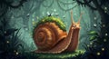 Whimsical Snail with Floral Shell in an Enchanted Forest Royalty Free Stock Photo