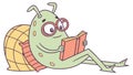 Whimsical Snail Reading: Learning Nature\'s Gentle Pace, vector design Generative AI Royalty Free Stock Photo
