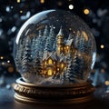 Whimsical snow globe magical scene inside, swirling snow, festive characters, holiday enchantment 1