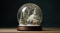 A whimsical snow globe with a miniature winter scene inside