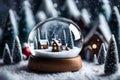 A whimsical snow globe with a miniature winter wonderland and a tiny Santa Claus