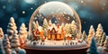 A whimsical snow globe with a tiny, enchanting winter scene inside, complete with a miniature snow-covered village. Royalty Free Stock Photo