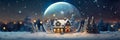 A whimsical snow globe with a tiny, enchanting winter scene inside, complete with a miniature snow-covered village. Royalty Free Stock Photo