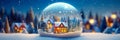 A whimsical snow globe with a tiny, enchanting winter scene inside, complete with a miniature snow-covered village. Royalty Free Stock Photo