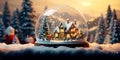 A whimsical snow globe with a tiny, enchanting winter scene inside, complete with a miniature snow-covered village. Royalty Free Stock Photo