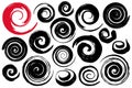 Whimsical spiral symbols set hand painted with watercolor Royalty Free Stock Photo