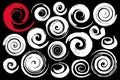 Whimsical spiral symbols set hand painted Royalty Free Stock Photo