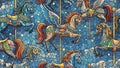 Whimsical Stained Glass Carousel Horses Seamless Pattern Royalty Free Stock Photo